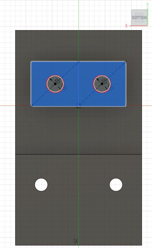 Screenshot of the bottom view of my mount in Autodesk Fusion 360