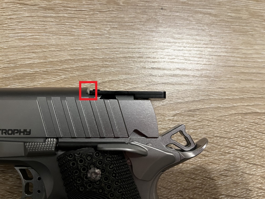 Picture of the left view of the gun showing the &ldquo;front wall&rdquo;