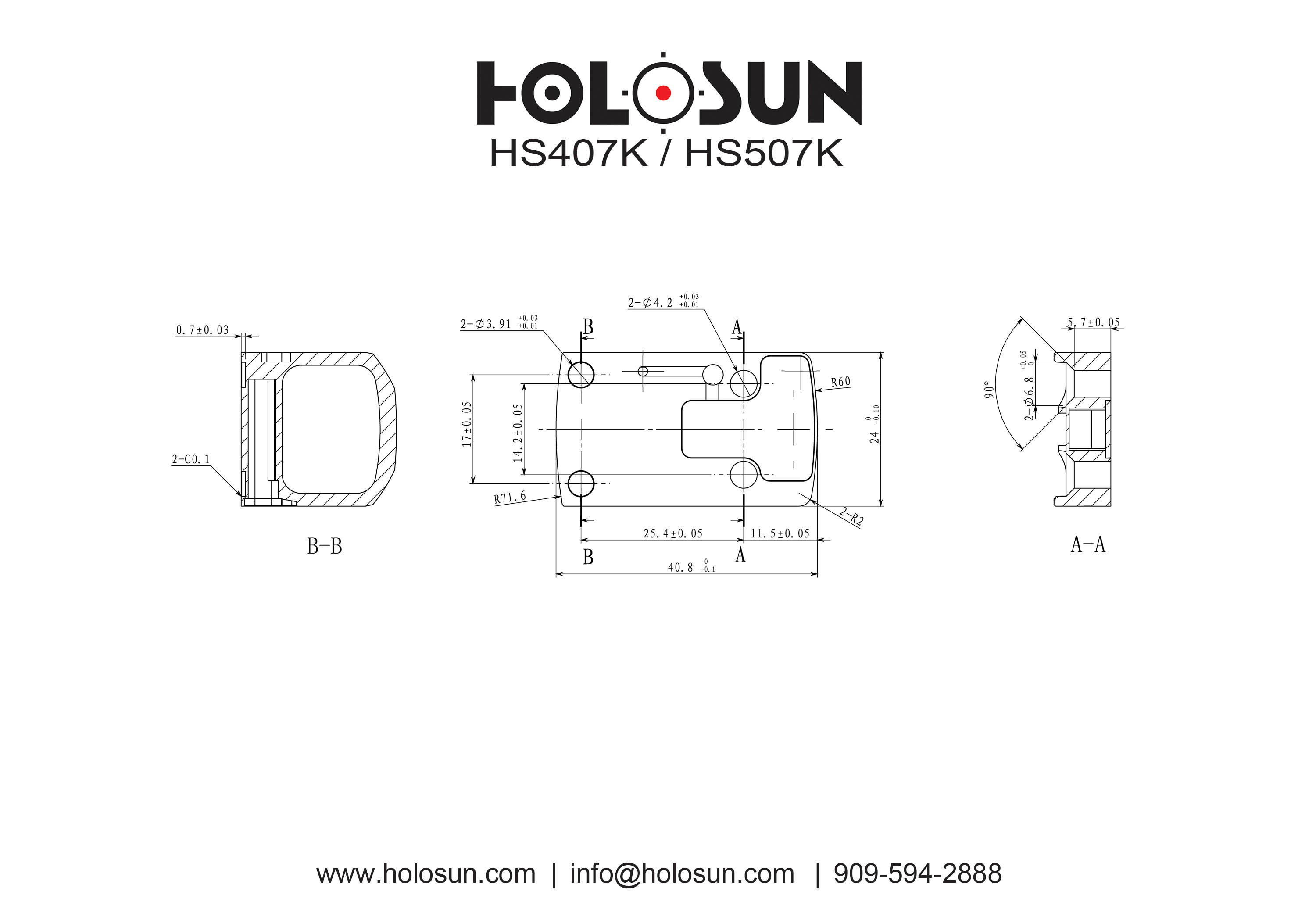 Holosun 507K Technical Drawing